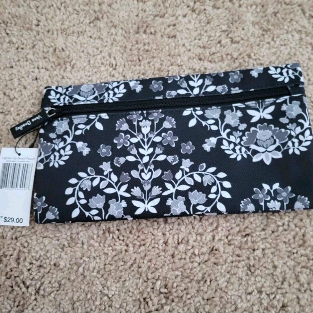 Vera Bradley Lighten Up Pencil Zipper Pouch - Chandeller Noir Theme - NEW W/TAGS
